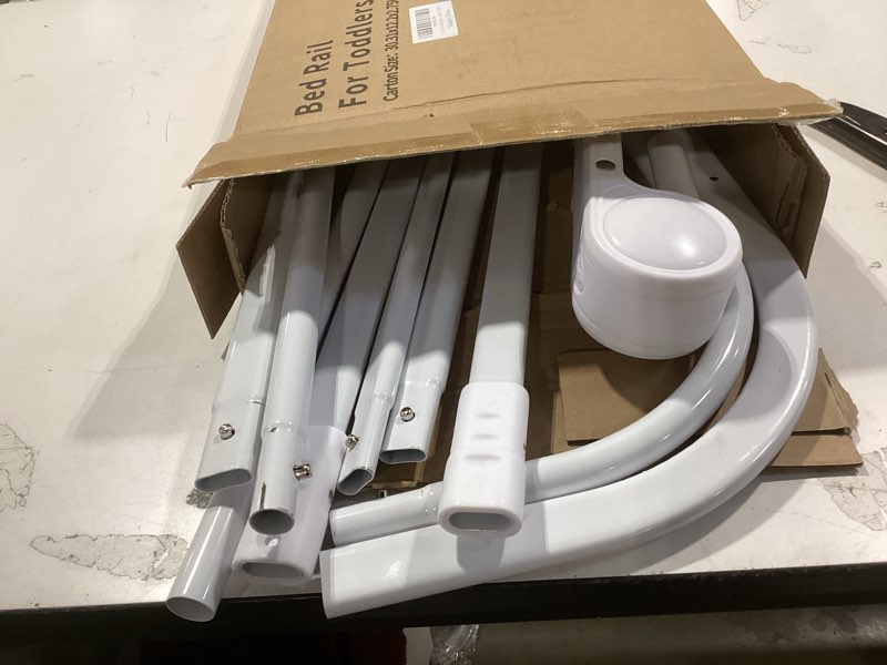 Condition photo showing As Is for Y- STOP Bed Rail for Toddlers Convertible Toddler Bed Rails for Crib, Baby Bed Rail Guard, Sturdy Crib Rail Guard with Reinforced, Sturdy Crib Rail Guard with Anchor Safety (White) White 59"*25"
