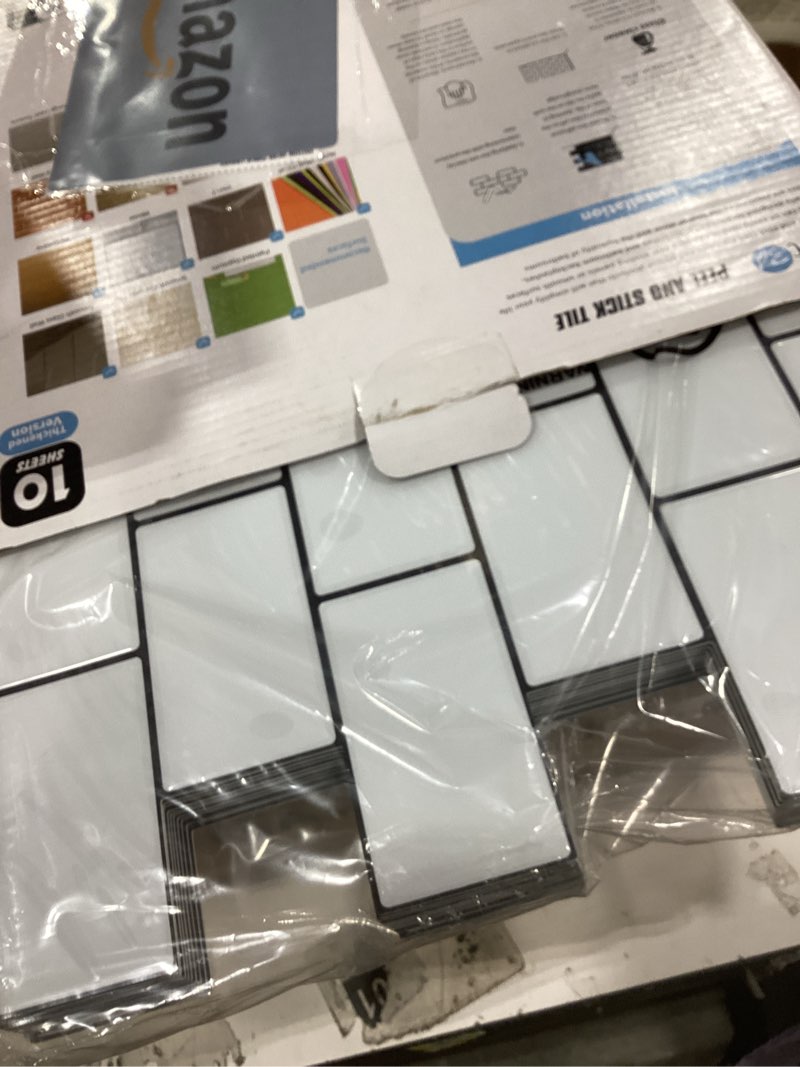 Condition photo showing New/Like New for art3d peel and stick backsplash for kitchen white subway (10 tiles, thicker design) white with black grout