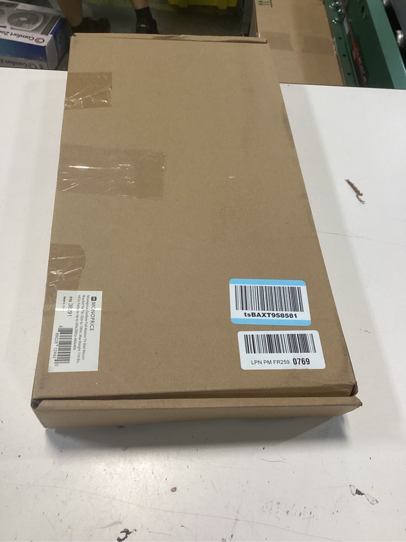 Condition photo showing New/Like New for monoprice premium full motion tv wall mount bracket outdoor waterproof, corrosion resistant for 32" to 100" tvs up to 110lbs, max vesa 400x400