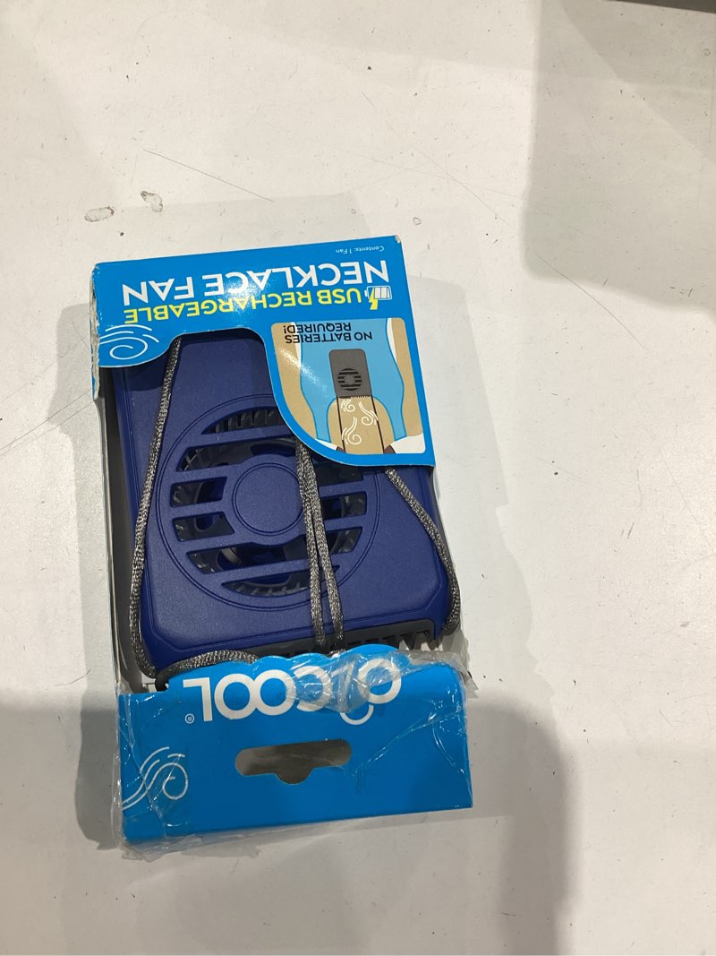 Condition photo showing Good Condition for o2cool portable neck personal travel usb battery powered adjustable lanyard cooling fan blue