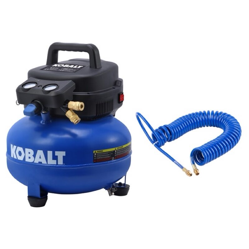 Kobalt 6-Gal Pancake Compressor and 1/4-IN x 25-FT PU Recoil Hose