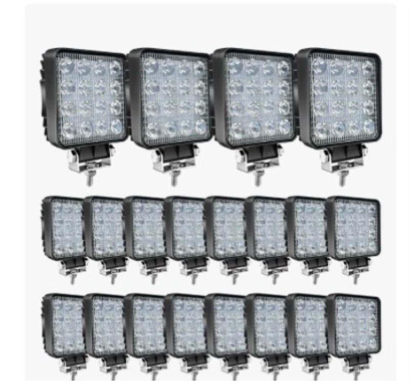 LED Light Bar 4 Inch Square pod Lights 48W Spot Work Lights Off-Road Waterproof Fog Light for Car Bo