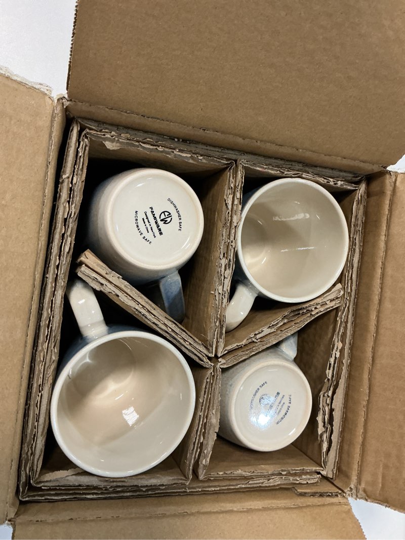 Condition photo showing New/Like New for famiware Coffee Mugs Set, 13 oz Mug Set of 4, Stoneware Cups for Latte, Hot Tea, Mocha, Cocoa, Cappu