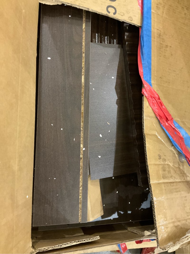 Condition photo showing As Is for Garvee 60" Large Fluted Buffet Sideboard Cabinet with Drawers, Modern Farmhouse Buffet Storage Cabinet with Adjustable Shelves and Doors, Wood Coffee Bar Station Kitchen Console Table for Dining Room Black Walnut