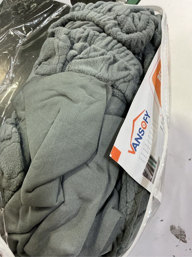 Condition photo showing As Is for VANSOFY Recliner Loveseat Cover with Middle Console Stretch Reclining Sofa Slipcover for 2 Seat Jacquard Reclining Couch Sofa Covers Furniture Protector with Elastic Straps Bottom (Dark Gray) Dark Gray 2 Seater+Console