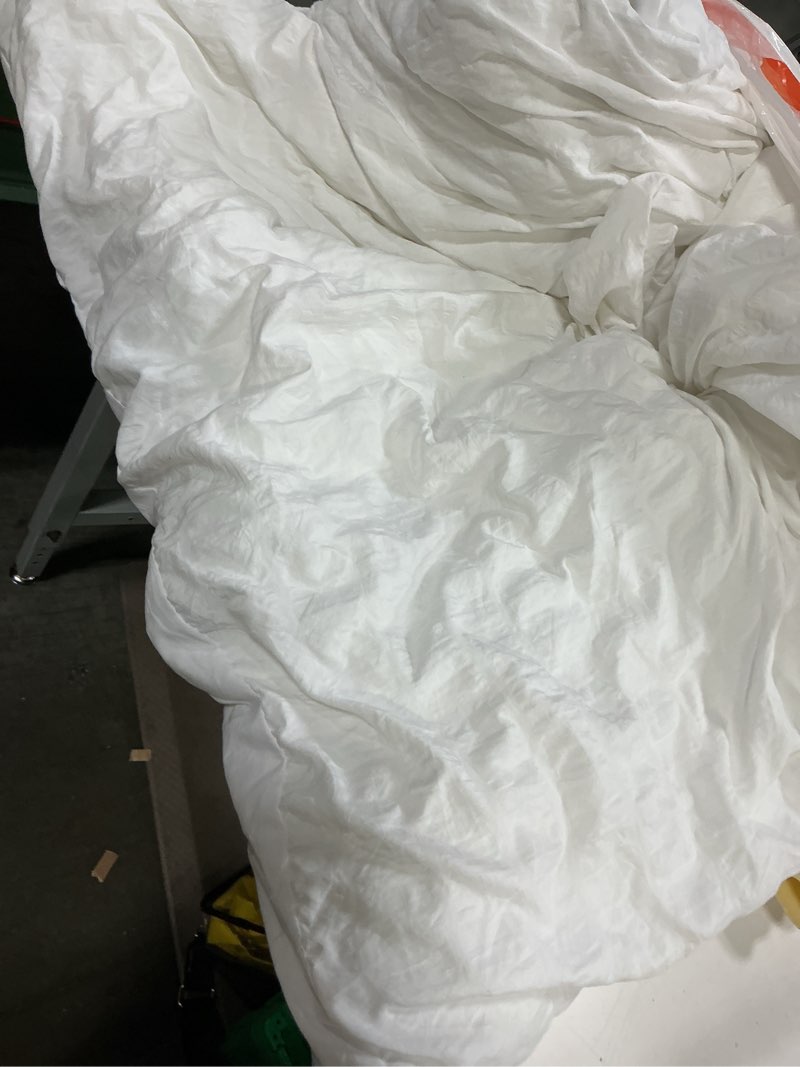 Condition photo showing As Is for cozylux full size comforter sets with sheets 7 pieces, white seersucker bed in a bag textured luxury soft bedding set with down alternative comforter, sheets, pillowcases & shams for all seasons white full