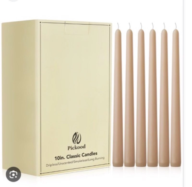 Pickood 10-Inch Tall Unscented Dripless Taper Candles Bulk 30 Pack - Ivory Taper Candles Bulk, Perfe