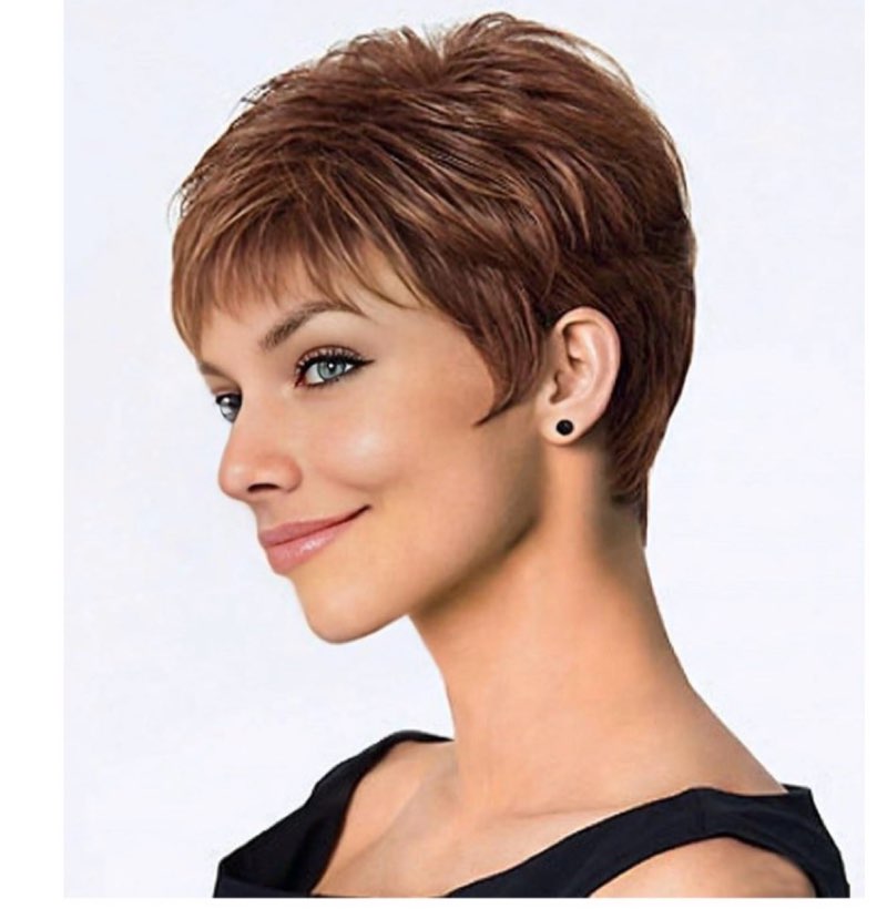 Short hair auburn wig
