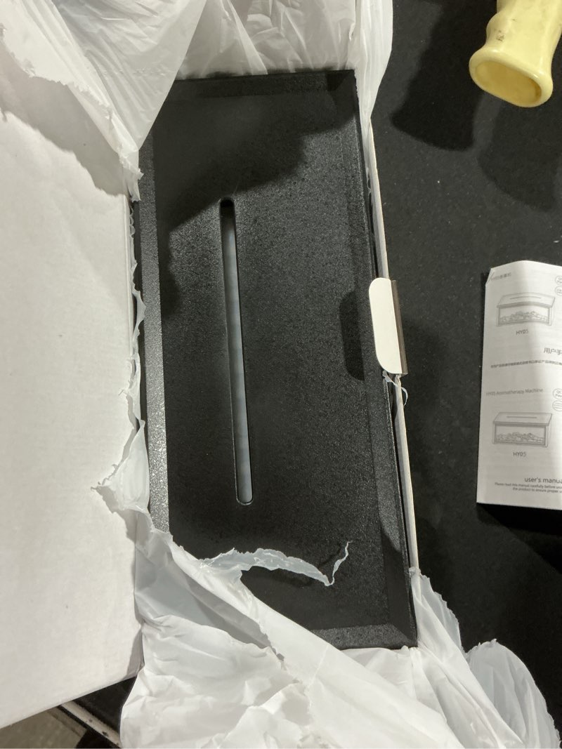 Condition photo showing New/Like New for Essential Oil Diffuser, 7-Color Fireplace Fire Flame Aromatherapy Humidifier, 280ml Ultrasonic Aroma Diffuser Valentine's Day Gift with Time Sets and Remote Control for Bedroom Home Yoga Office Black 280ml firplace