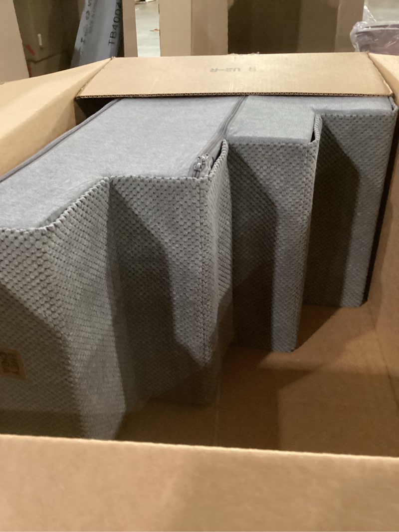 Condition photo showing Good Condition for eheyciga dog stairs for bed 18" h, 4-step dog steps for high bed, pet steps for small dogs and cats, non-slip balanced pet ramp indoor, grey grey 4 standard 15" x 24" x 18"