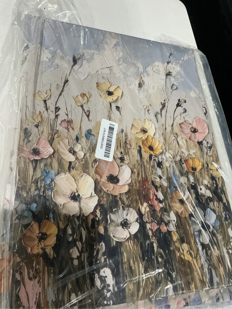 Condition photo showing Good Condition for framed plants wildflowers canvas wall art vintage floral painting poster pictures gallery-quality prints living room bedroom and other home decor 12x16 inches x 2 ready to hang retro oil painting style flowers 12x16 inch