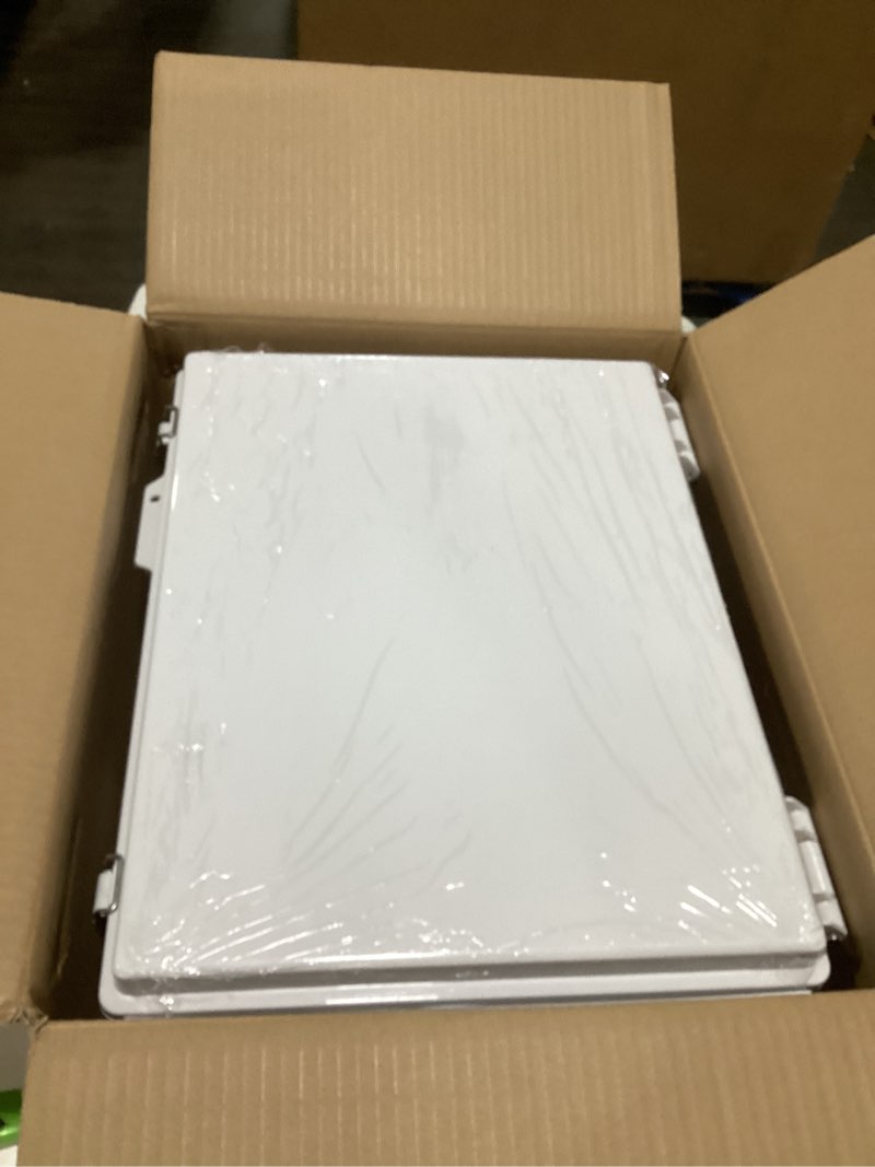 Condition photo showing Good Condition for Electrical Junction Box, Ventilated Design, Cable Grommets, Indoor/Outdoor Use with Mounting Panel & Hinged Cover. Waterproof IP 65. (Grey Cover, 17.7"x13.7"x7.9") 17.7"x13.7"x7.9" Grey Cover