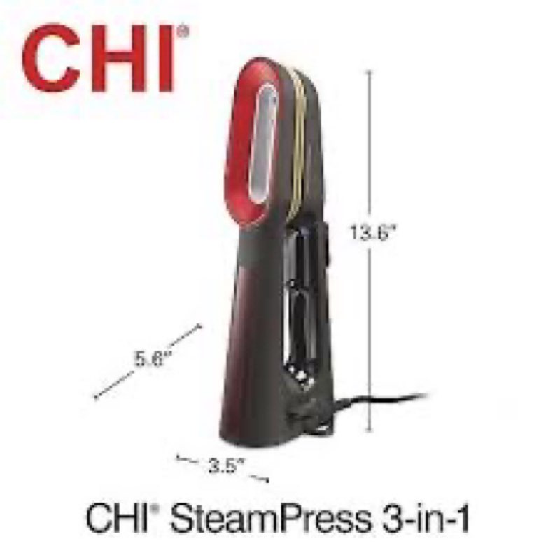 CHI SteamPress 3-in-1 Handheld Garment Steamer for Clothes, Travel Steamer & Iron, Black