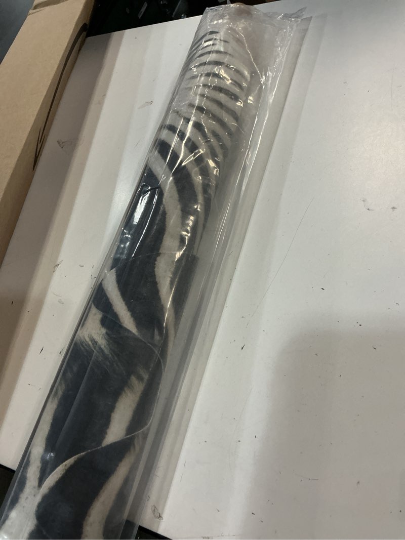 Condition photo showing As Is for jinchan Zebra Print Area Rug Faux Skin Cowhide Animal Design Mat Faux Suede Safari Accent Rug Indoor Floorcover for Bedroom Living Room 3x4 Feet 3'1" x 3'11" Black,white