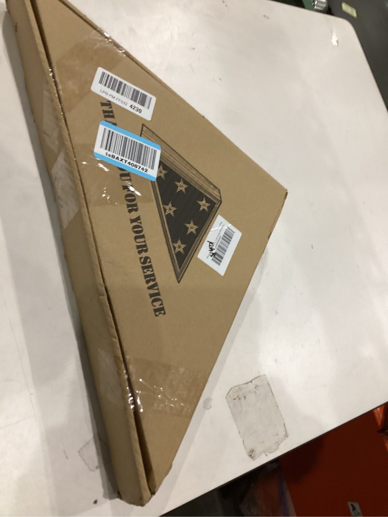 Condition photo showing New/Like New for This Folded Memorial Flag American US Cotton Flag 5x9.5 FT Premium 100% Cotton For Veteran, Embroidered Stars, Sewn Stripes, 4 Rows of Lock Stitching, Brass Grommets USA Burial Casket Flags