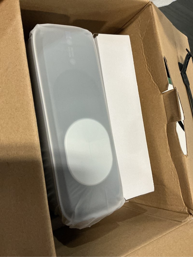 Condition photo showing Good Condition for smart 4k projector [bundled with google tv stick] with wifi and bluetooth, 2500ansi, auto lens cap, portable outdoor movie projector with built-in apps auto focus for ceiling/home theater/bedroom black & gray