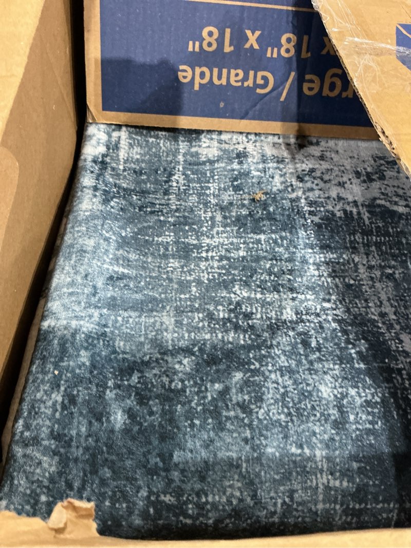 Condition photo showing As Is for amada homefurnishing 8x10 area rugs for living room, modern washable rug with non-slip backing & low pile, large rug with abstract print pattern for bedroom, dinning room,home office, dark blue dark blue 8' x 10' (rectangular)