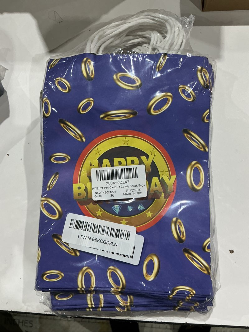 Condition photo showing Good Condition for hiyzi 24 pcs cartoon themed party favor bags with handles gold ring paper goodie bags blue video game treat bags 8.3 x 5.9 x 3.1 inches for birthday party supplies boys girls gift candy snack bags