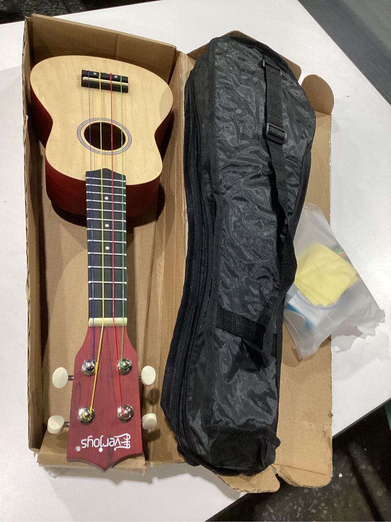 Condition photo showing New/Like New for Everjoys Soprano Ukulele Beginner Pack-21 Inch w/Rainbow String Free Online Lesson Gig Bag Digital Tuner Pick All in One Kit 21 inch Rainbow String