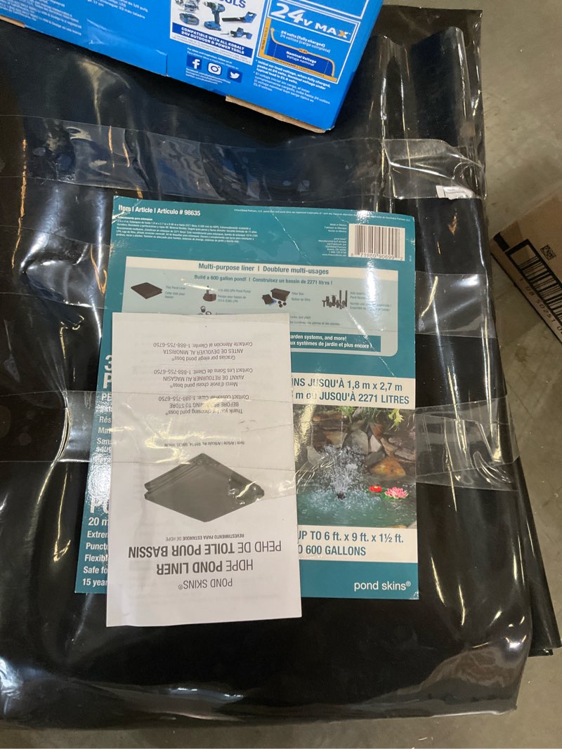 Condition photo showing As Is for hdpe pond liner 10 x 13