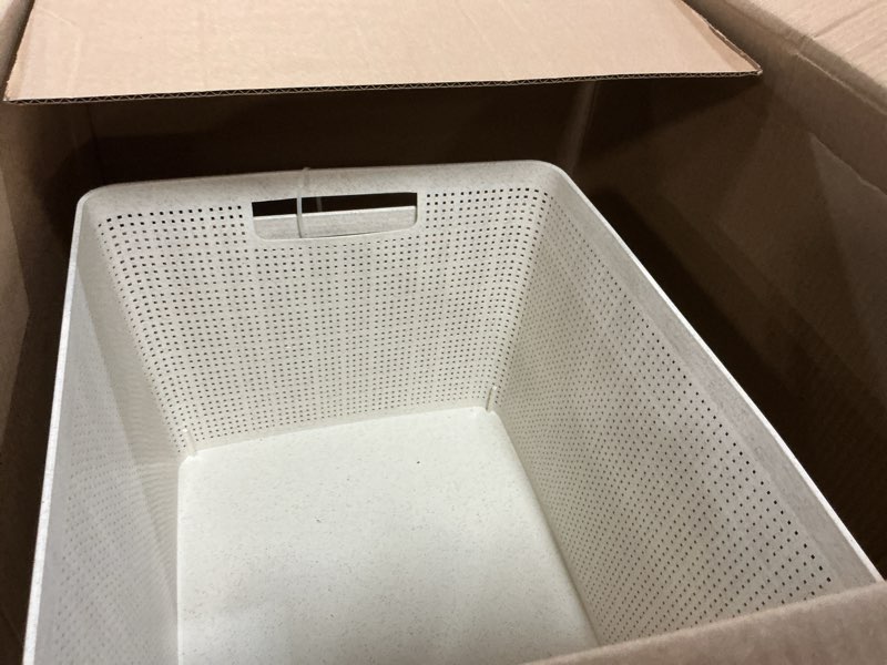 Condition photo showing Good Condition for bino woven plastic basket | large (natural), 3-pack | the jute collection | home organization, space-saving storage, stylish design | plastic storage basket natural 3pk- l