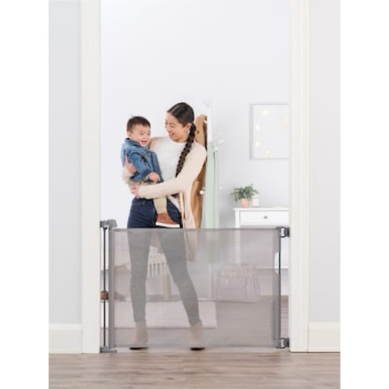 regalo mesh retractable 50-in x 30-in hardware mounted gray plastic safety gate