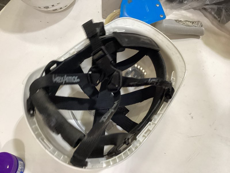 Condition photo showing As Is for white hexarmor ceros xp250 helmet 