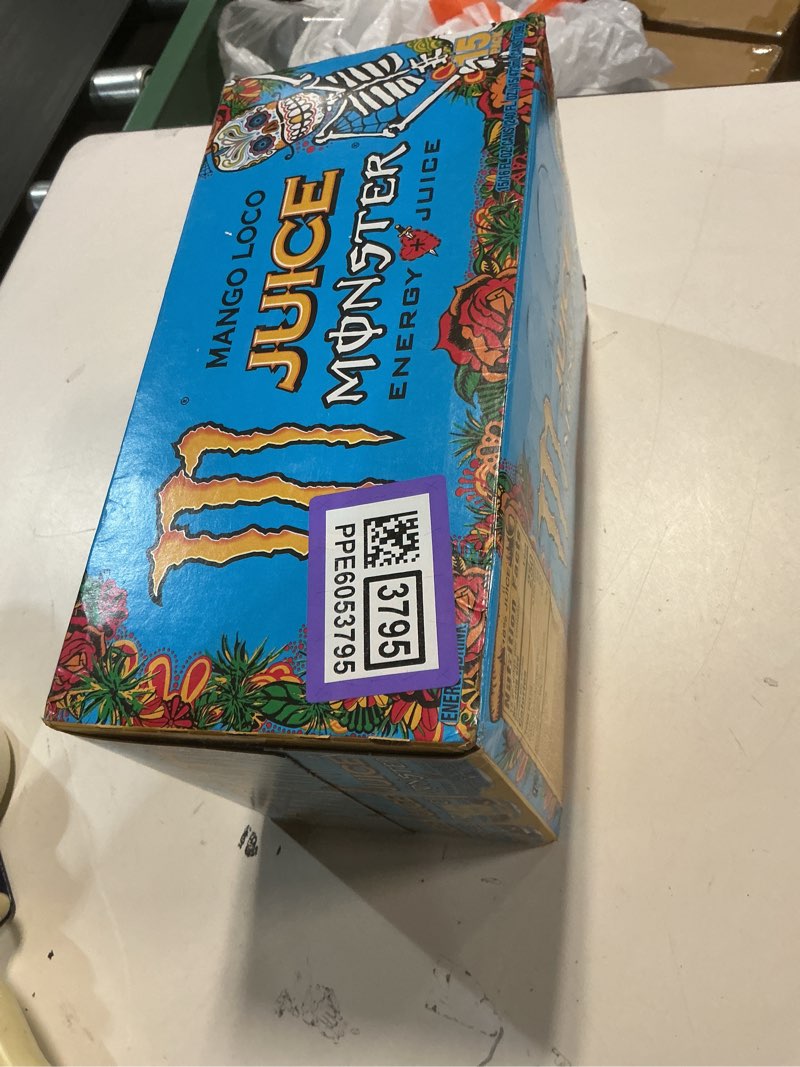 Condition photo showing Good Condition for (Unknown best by date) Monster Energy Juice Monster Mango Loco, Energy + Juice, Energy Drink, 16 Ounce (Pack of 15) Mango Loco 16 Ounce (Pack of 15)