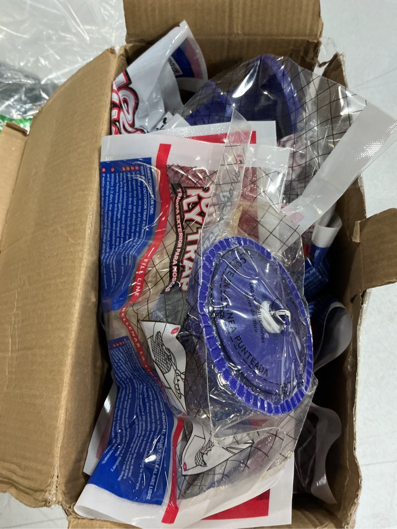 Condition photo showing As Is for fly traps outdoor fly trap for patio. 7 non-toxic pre-baited flies bags outdoor disposable. hanging bug catchers for all filth flies killer for outside bug control in yard horse ranch trash can. 7pk