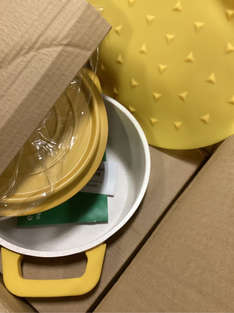 Condition photo showing New/Like New for Ecowin Yellow Enamel Pot Ceramic Coating Nonstick Oven