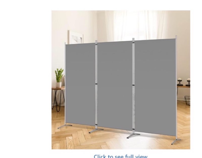 rantila 3 panel room divider, 6 ft tall folding privacy screen freestanding room partition wall dividers, 102''w x 20''d x 71''h, grey
