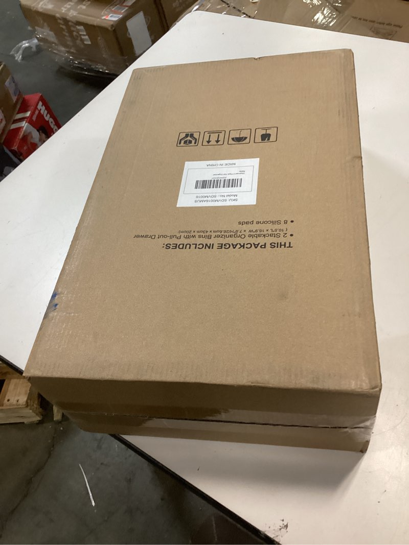 Condition photo showing New/Like New for Vtopmart 2 Pack Hat Organizer for Baseball Caps, Clear Hats Holder Box with Drawer, Large Cap Storage with Sliding Tray, Stackable Rack Display Case with Magnetic Door, Each Holds 12 Hats White 2 Pack