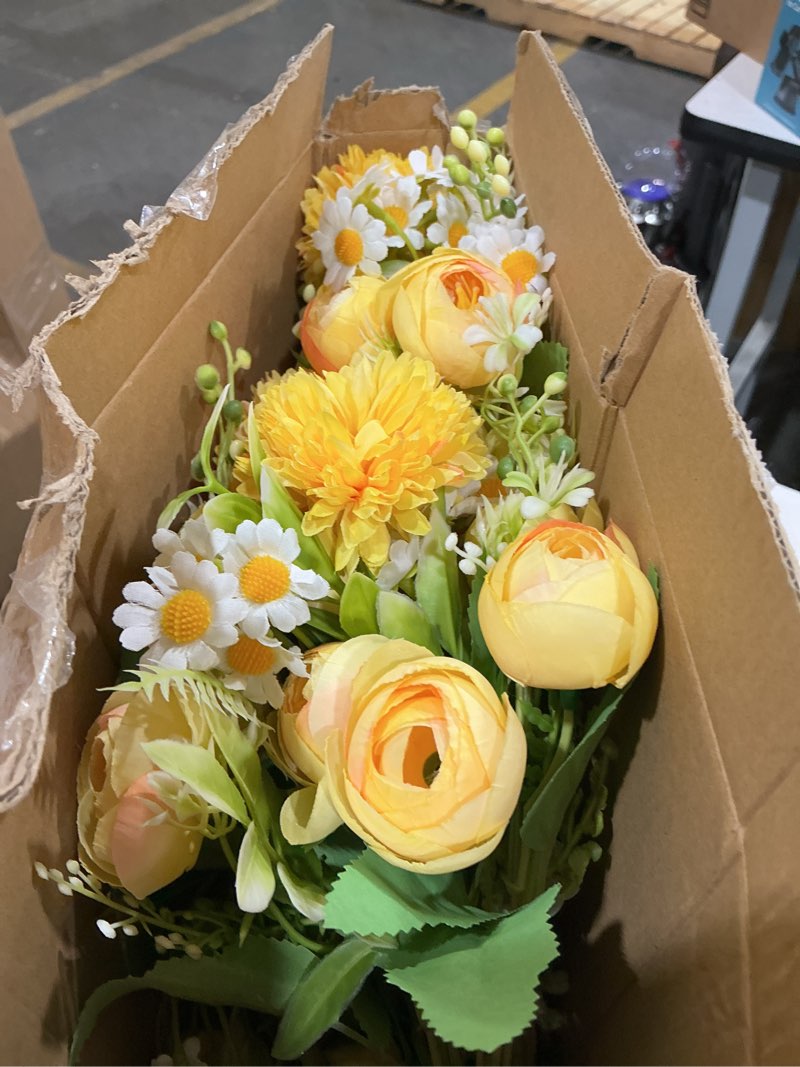 Condition photo showing Good Condition for tigeen peonies artificial flowers faux roses silk flowers hydrangea artificial bouquet for wedding table centerpiece floral vase home office bridal decor(light yellow,12 bundles) light yellow 12
