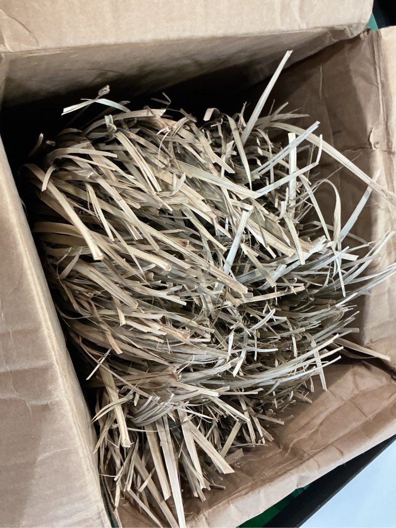 Condition photo showing As Is for eco-friendly mexican roof thatch - hand-woven palm leaf roll for diy projects, duck hunting camo mesh, tiki bar, palapa thatch roofing, patio umbrella - (35” x 30ft) 35 inch × 30 feet