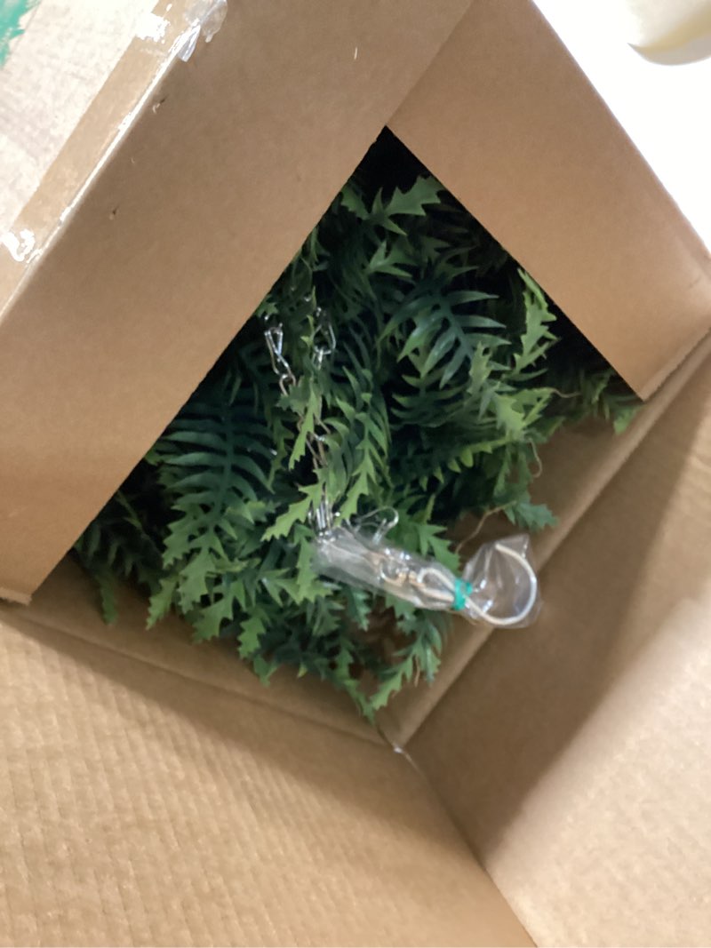 Condition photo showing Good Condition for outdoor fake hanging fern – artificial hanging ferns 2 pack, large faux boston fern bushes, uv resistant outdoor hanging plants for front porch, patio & indoor decor green