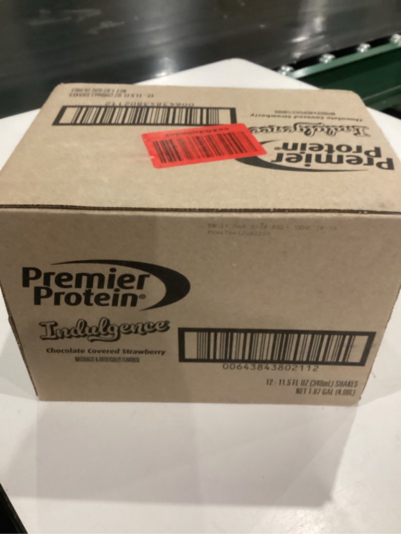Condition photo showing New/Like New for Premier Protein Shake INDULGENCE, Chocolate Covered Strawberry, 30g Protein, 170 Calories, 3g Sugar, 11.5 fl oz, 12 Pack (Packaging May Vary) Chocolate Covered Strawberry 11.5 Fl Oz (Pack of 12)