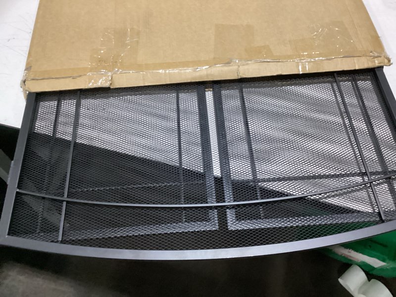 Condition photo showing Good Condition for FEED GARDEN 3 Panel Fireplace Screen 48" W x 29" H Modern Foldable with Wrought Metal Decorative Mesh,Arch Heavy Duty Fire Spark Guard Cover for Home Decor Indoor, Black