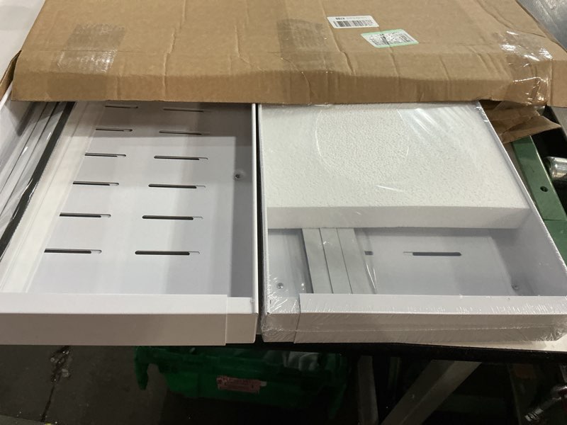 Condition photo showing Good Condition for 2 Pack Pull Out Cabinet Organizer Expandable Width(13"-21") and Depth(17"-24"), Slide Out Drawers With Raising Pad for Framed Cabinets, No Drill Roll Out Shelves for kitchen, Bathroom, White White 13"-21"W x 17"-24"D(2Pack)