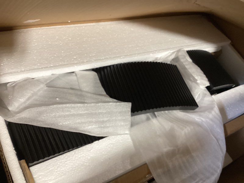 Condition photo showing Good Condition for Fluted Half Moon Console Table 2 Tier Narrow Entryway Table with Storage for Small Space Modern Wood Sofa Table with Doors and Gold Knobs Boho Home Decor