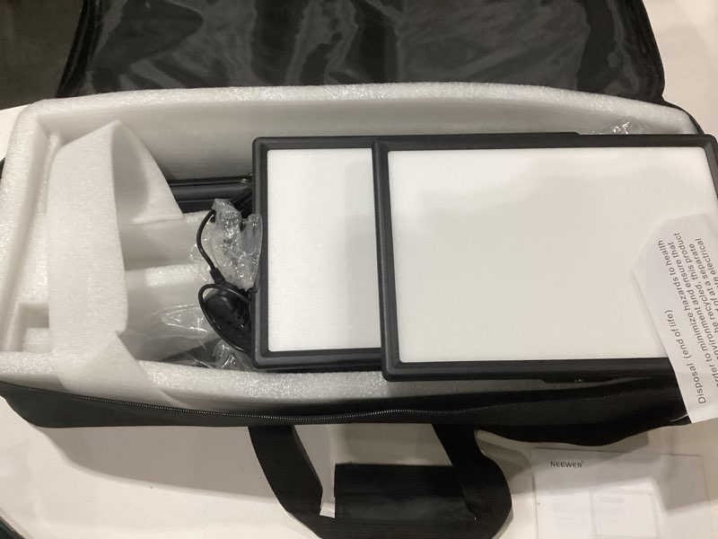 Condition photo showing As Is for neewer basics 13\" led video light panel, 20w ultra thin bi color dimmable dslr camera soft photo key lighting for streaming studio photography podcast recording, 8000mah/3200-5600k/cri97+, nl-192b nl-192b standard, similar to stock photo, not tested