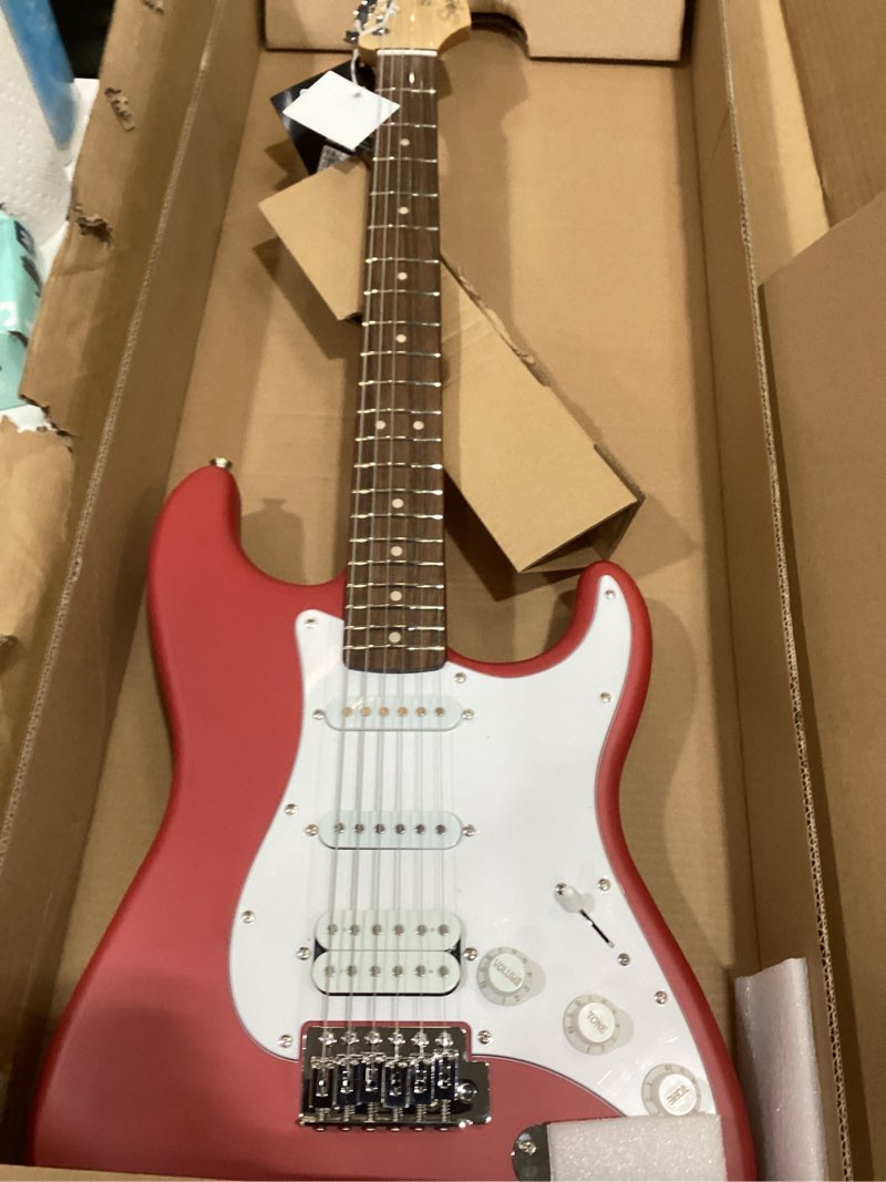 Condition photo showing Good Condition for fender squier debut series stratocaster hss electric guitar, beginner guitar, 2-year warranty, includes free lessons, dakota red with satin urethane finish hss pickups dakota red