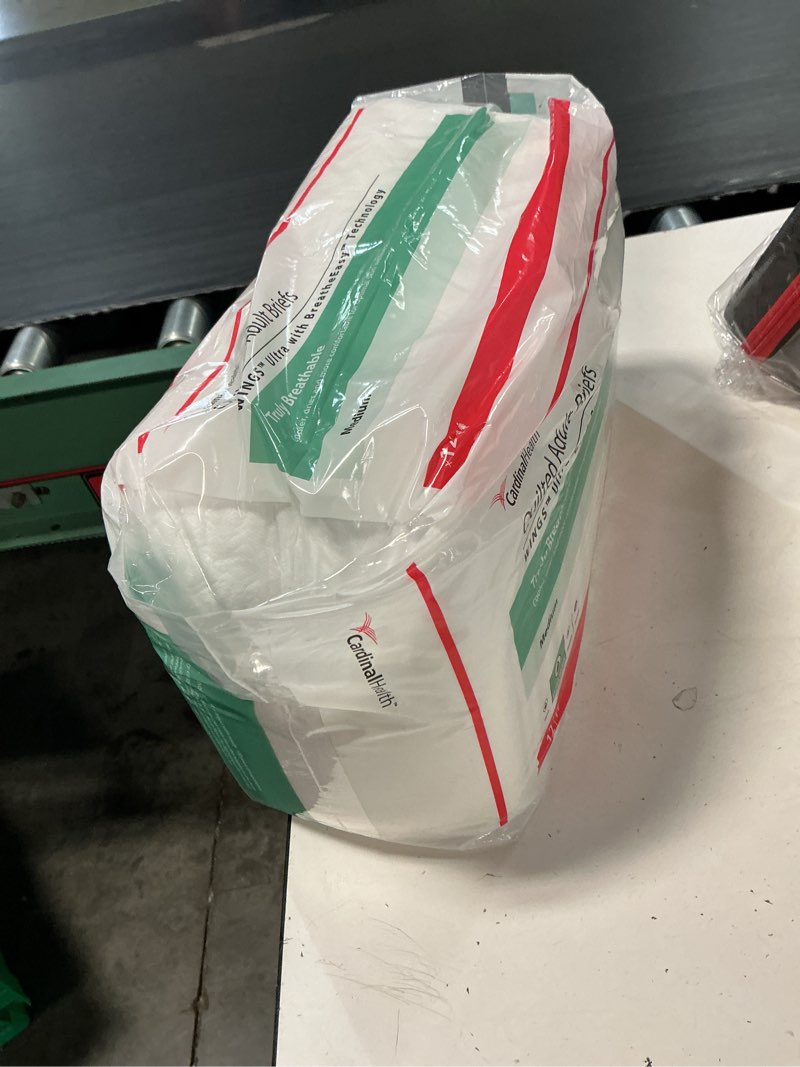 Condition photo showing New/Like New for cardinal health™ wings™ ultra quilted briefs with breatheeasy™ technology, extra heavy absorbency, adult disposable briefs, medium - bag of 12