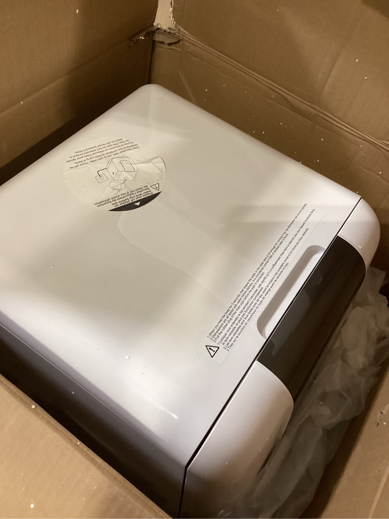 Condition photo showing Good Condition for COMFEE' Countertop Dishwasher, Portable Dishwasher with 6L Built-in Water Tank, Mini Dishwasher with More Space Inside, 7 Programs, UV Hygiene& Auto Door Open, for Apartments, Dorms& RVs, White