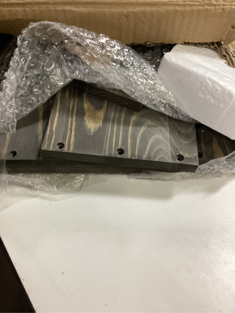 Condition photo showing As Is for MyGift Wall Mounted Vintage Gray Solid Wood Yoga Mat Holder Fitness Gym Foam Roller Storage Organizer, Floor Standing Sports Exercise Mat Rack