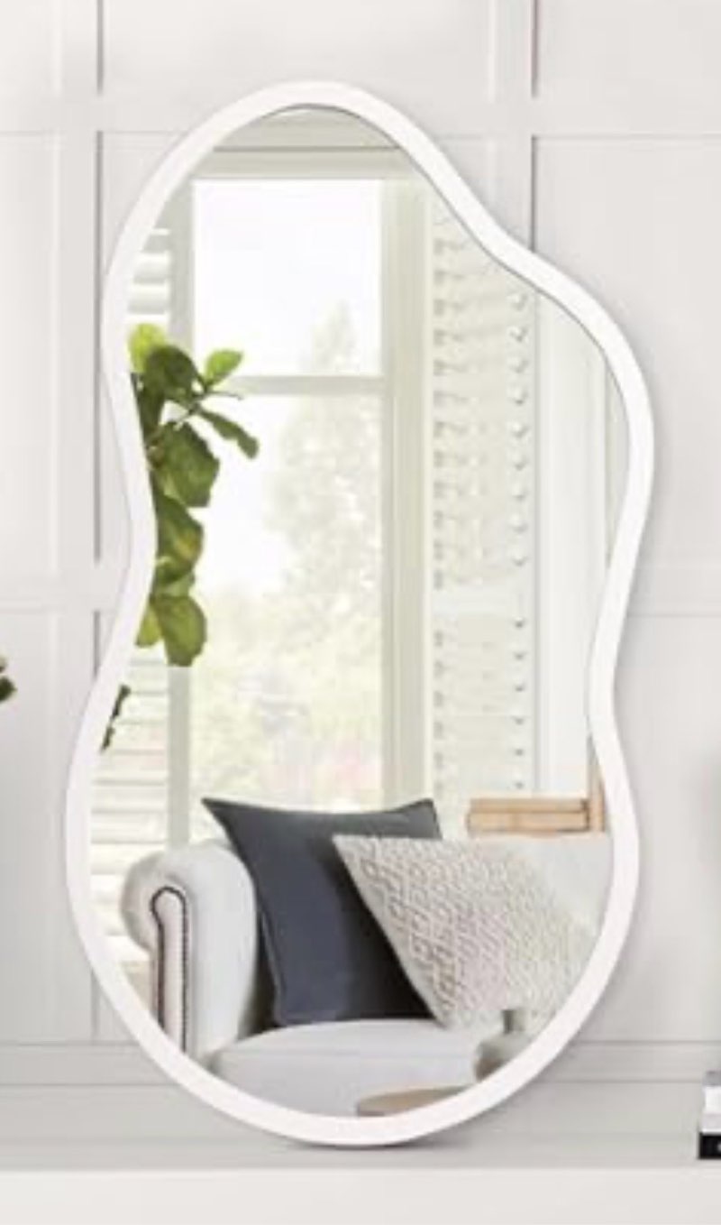 hasipu irregular wall mirror - 22"x12" asymmetrical mirror, modern decorative mirrors for living room, entryway, hallway, bathroom, bedroom,wall mounted home decor