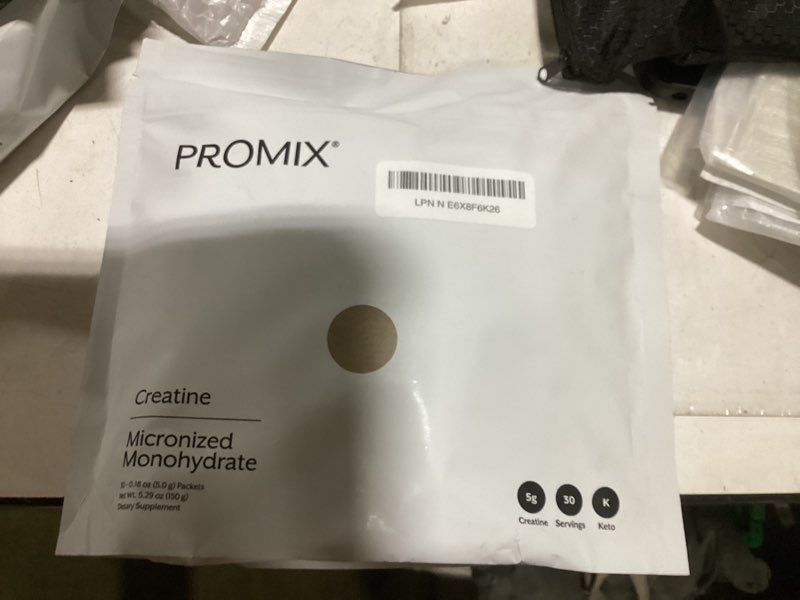Condition photo showing New/Like New for promix nutrition creatine monohydrate travel packs, 5g of micronized clean creatine for men and women, supports muscle growth & recovery, vegan - 30 servings 0.18 ounce (pack of 30)