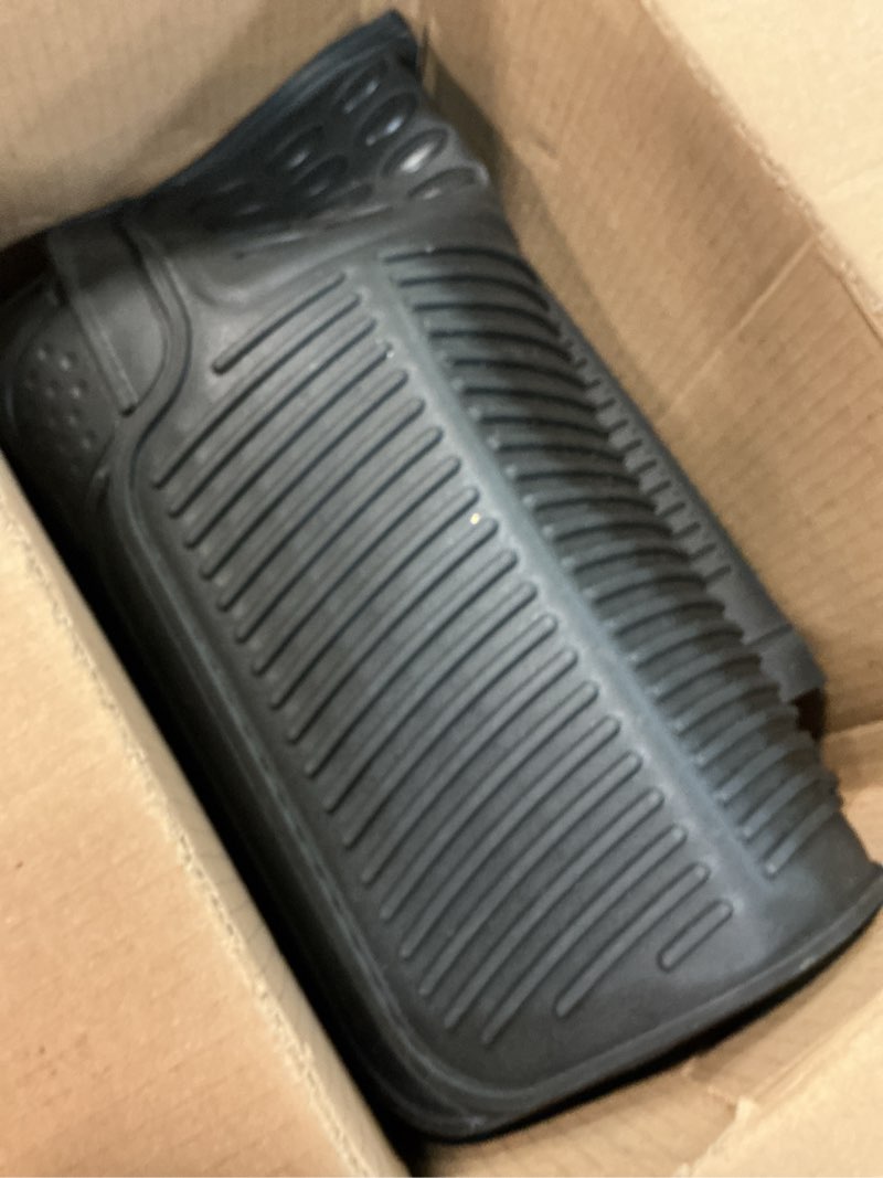 Condition photo showing Good Condition for fh group automotive floor mats solid climaproof for all weather protection universal fit trimmable heavy duty fits most cars, suvs, and trucks, 3pc full set black black full set 3 pcs
