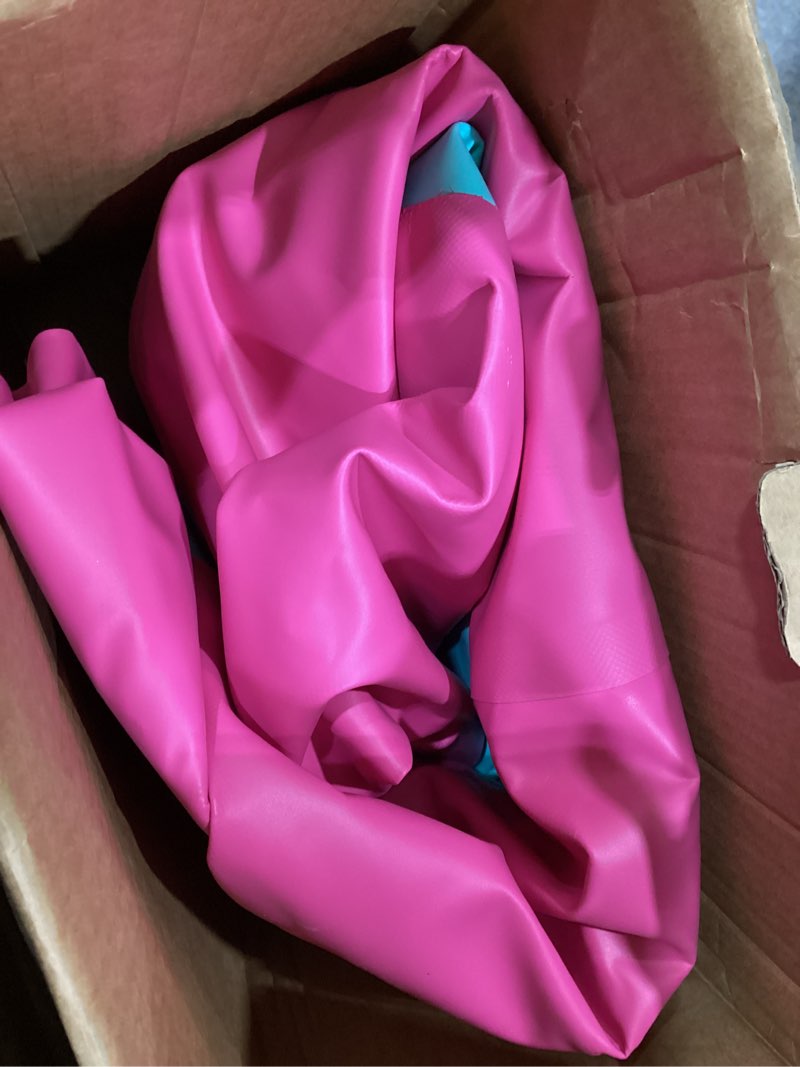 Condition photo showing As Is for vofitny gymnastics tumbling equipment air barrel inflatable octagon tumbler roller back-bend trainer cheerleading without pump pink/mint nopump 3.3'l x 2'd