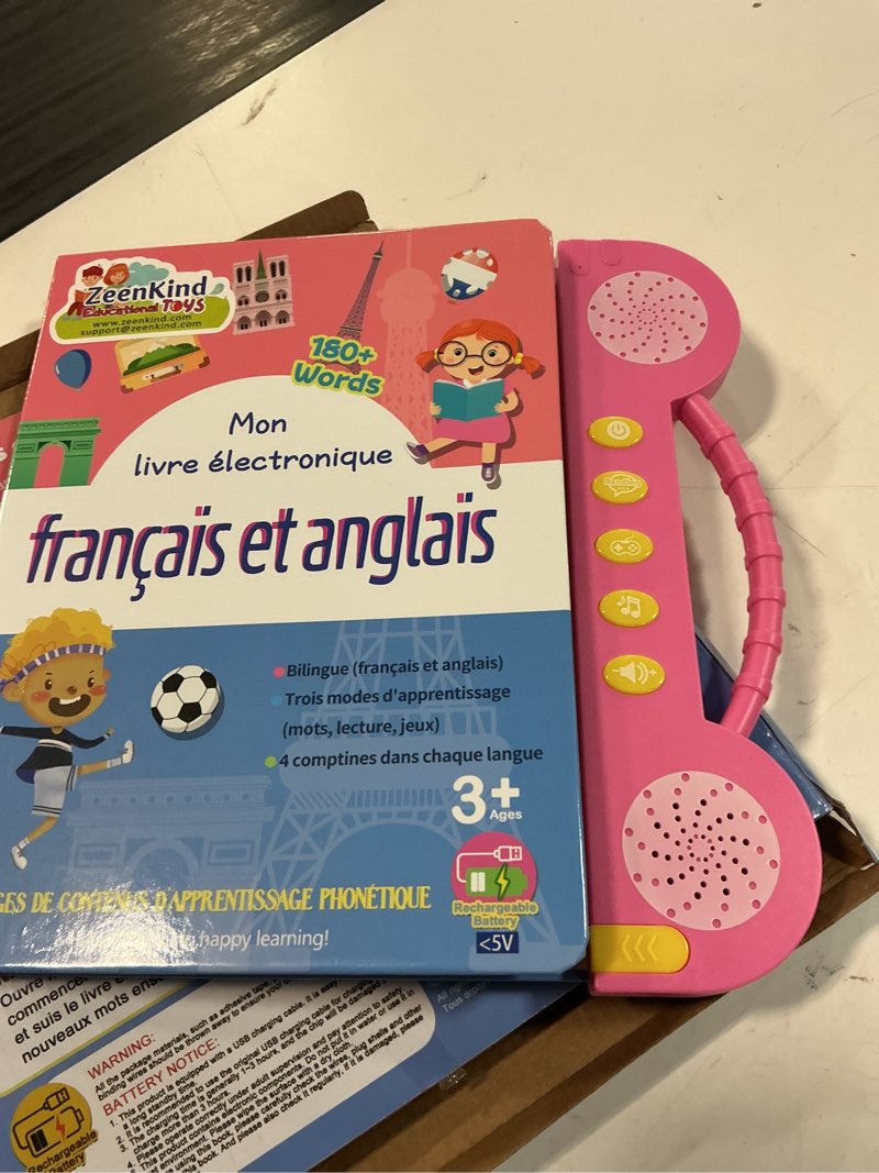 Condition photo showing Good Condition for zeenkind french english talking learning book for kids 2 3 4 5 6 years old, learn french interactive audio sound books for toddlers, francais educational electronic toys, bilingual musical toy