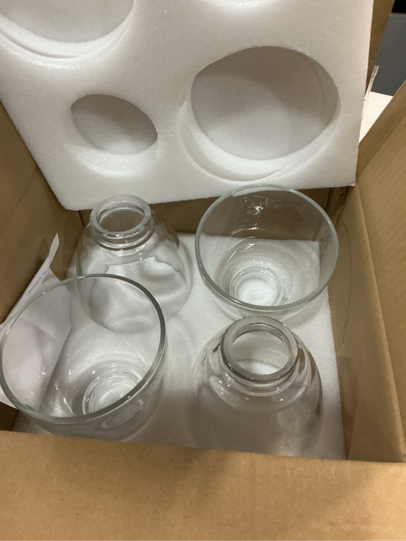 Condition photo showing New/Like New for Clear Glass Bell Shade Replacement – 1.65" Fitter – Compatible with Chandeliers, Wall Sconces, Vanity & Ceiling Lights – Decorative Lamp Globe for Home Lighting, 4 Pack